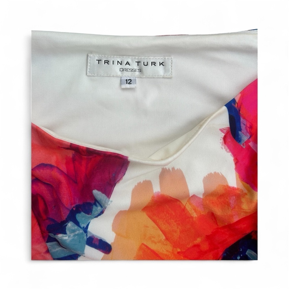 Trina Turk Felana Floral Watercolor Jersey Dress Sz 12, 002 - Picture 2 of 4